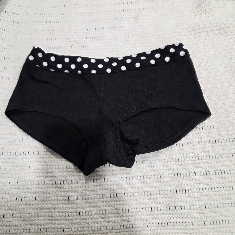 Victoria's Secret Black Boyshorts with Polka Dot Trim